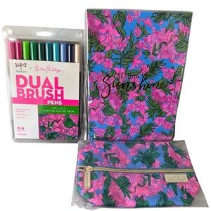 NWT Lilly Pulitzer Sketchbook, Pencil Case, Pens.